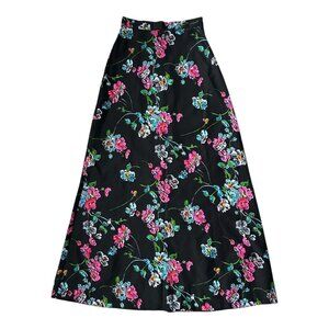 70s vintage flower print maxi skirt Joyce Palmer highwaisted floral A-line.